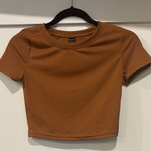 SHEIN Brown Ribbed Crop Top